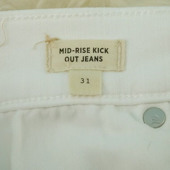 Madewell Size 31 White Mid Rise Kick Out Crop Button Zip Cotton Blend Jeans - Picture 6 of 9